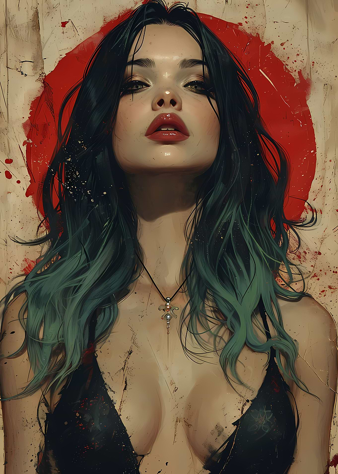 Vintage Retro Goth Girl