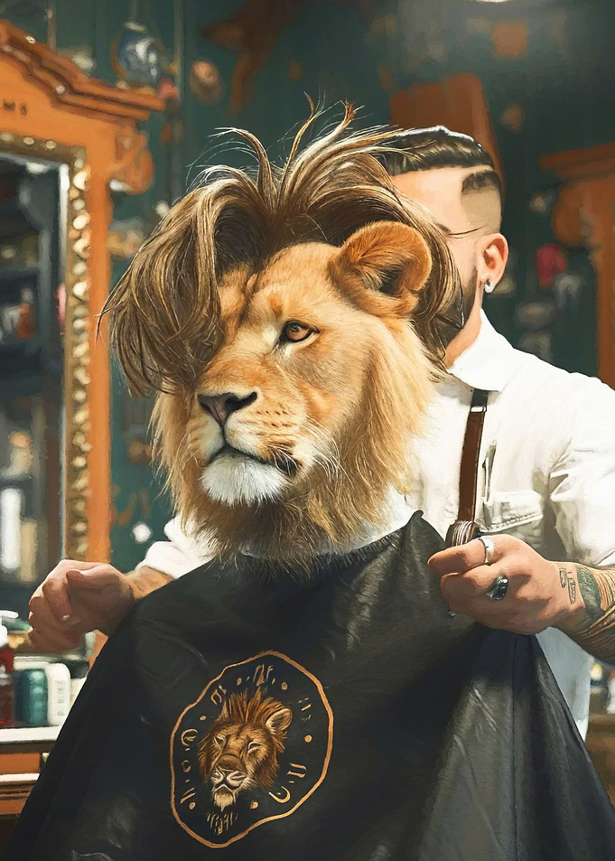 Lion at the barbershop