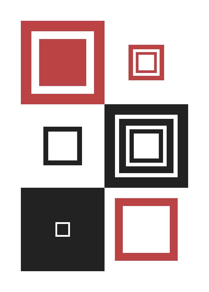 Bauhaus red black squares