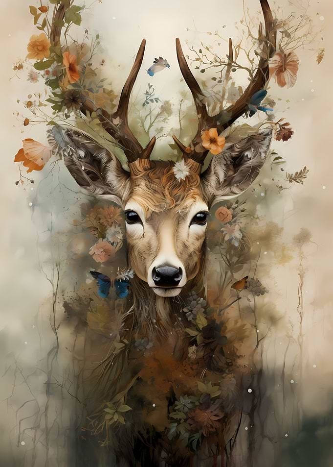 Deer Oil Painting