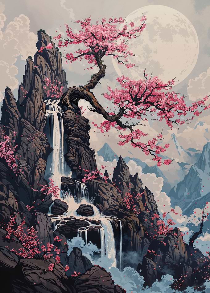 Japanese Floral Landscape