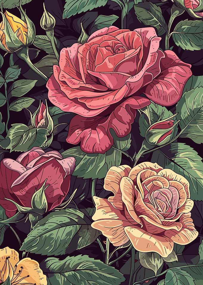 Rose Flower Drawing