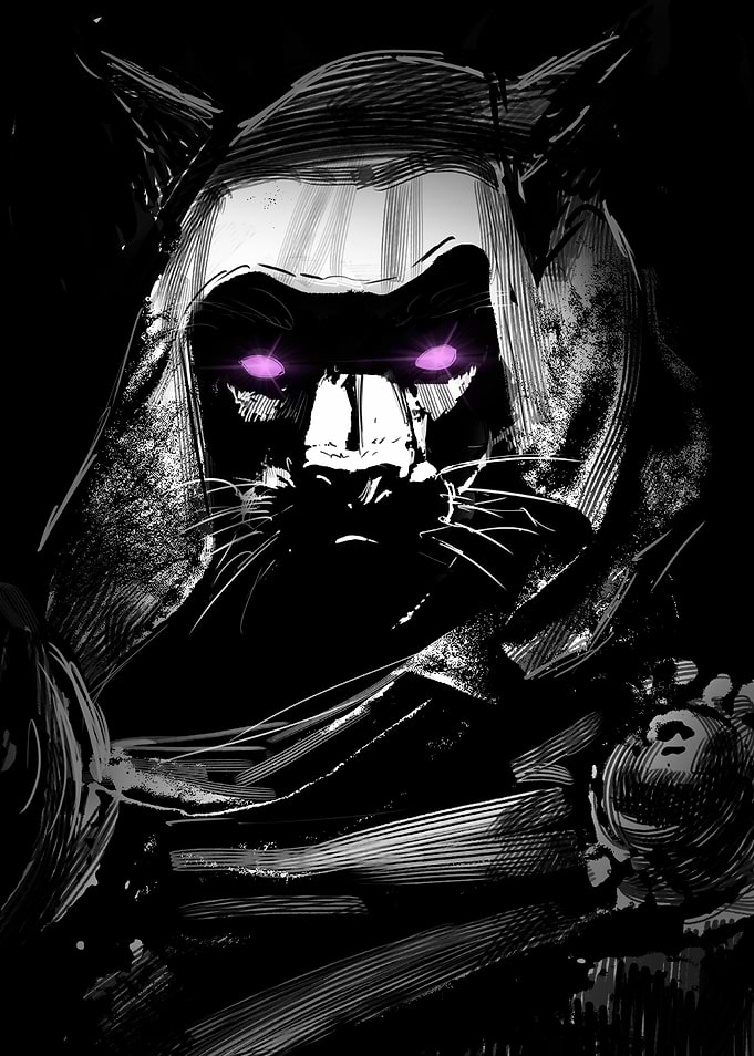 Vintage cat warrior