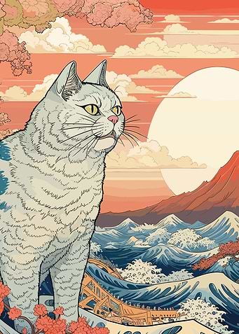 Cat Japanese Landscape