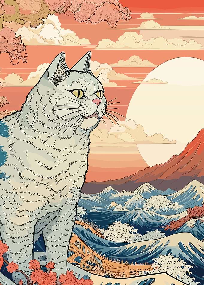 Cat Japanese Landscape