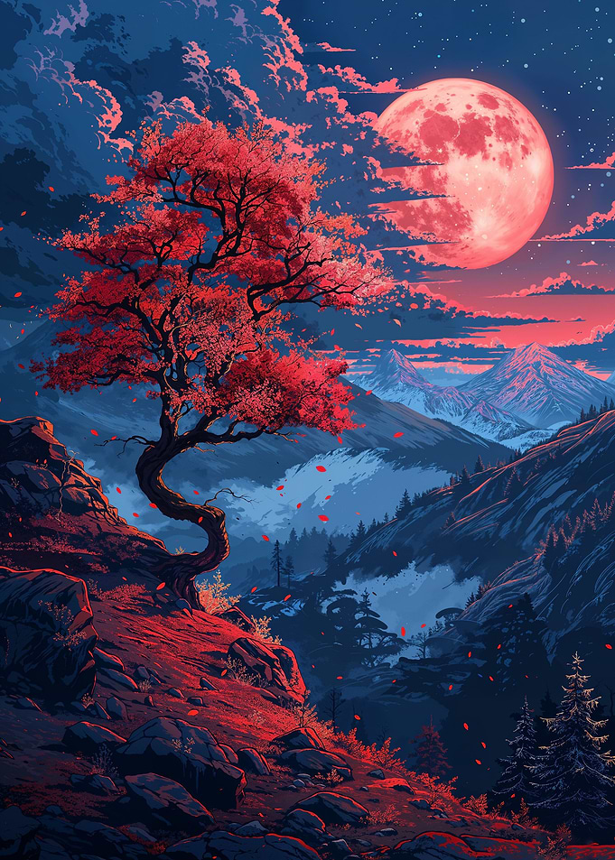 Japanese Floral Landscape