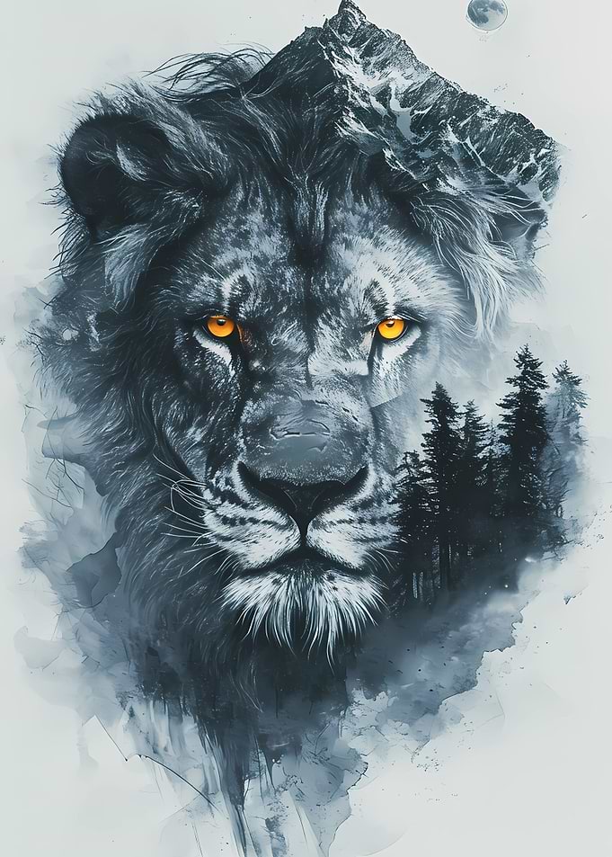 Lion Double Exposure