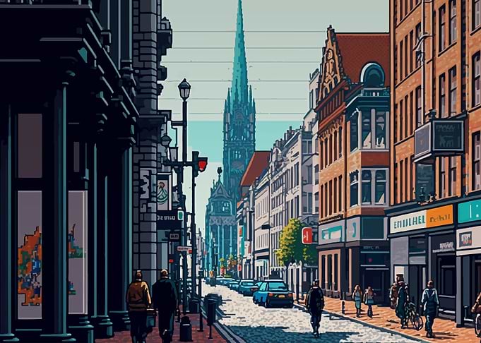Dusseldorf City Pixel Art