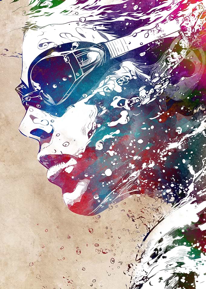 Swimming sport art
