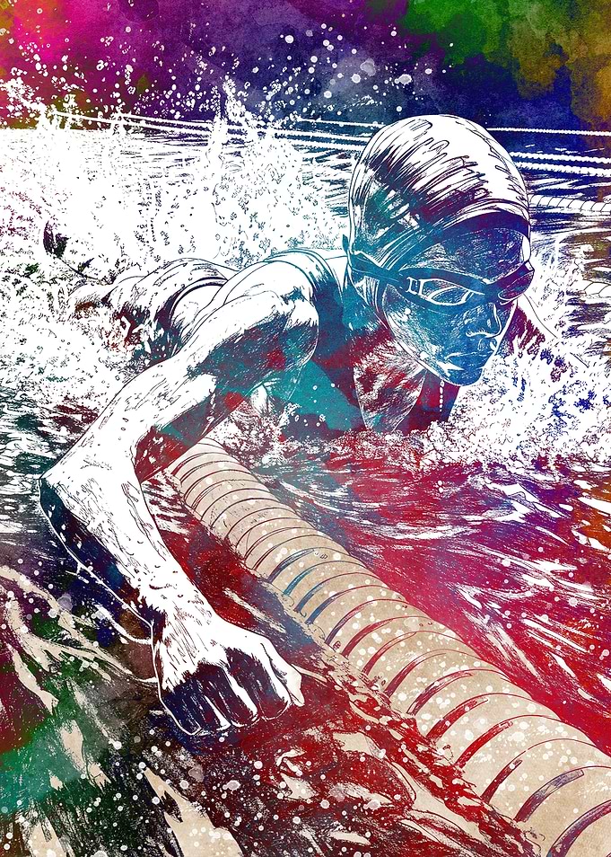 Swimming sport art
