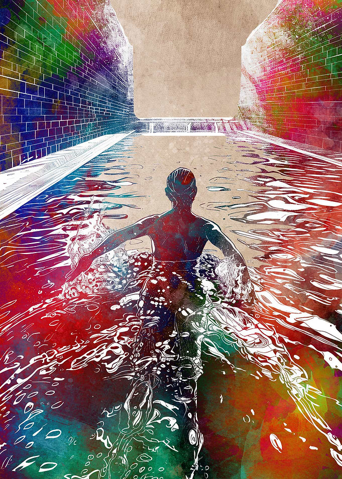 Swimming sport art
