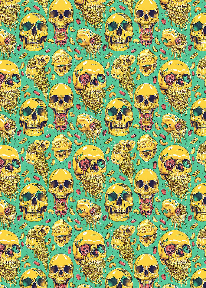 Skulls Eating Spaghetti