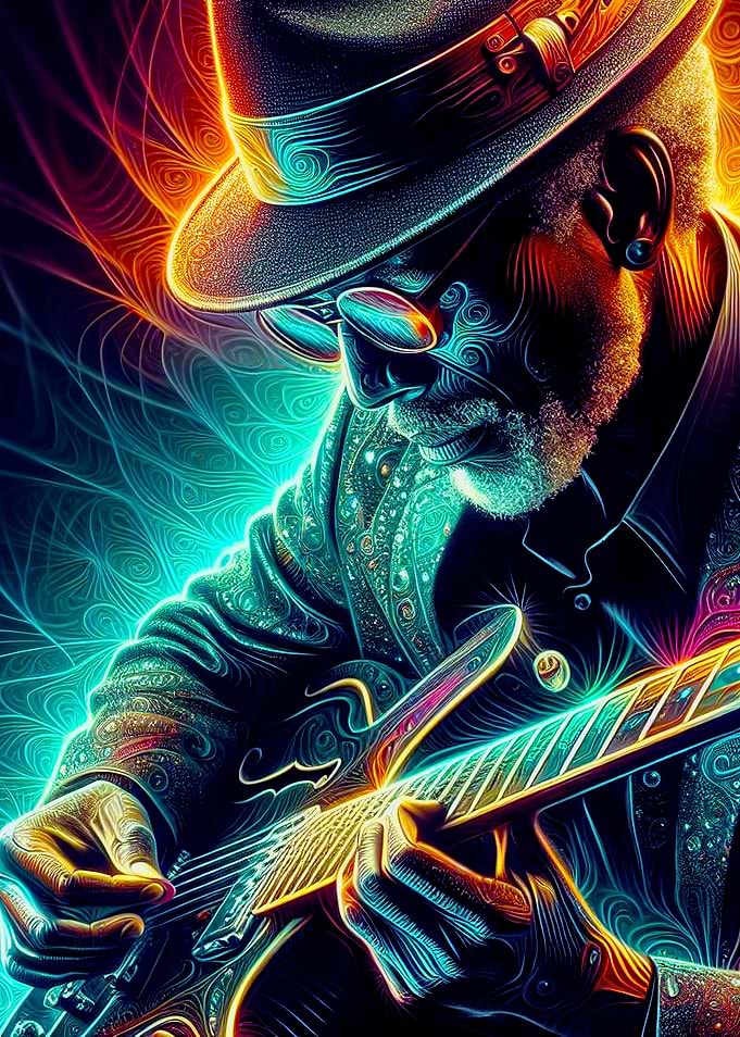 Blues Guitarist With Vibes