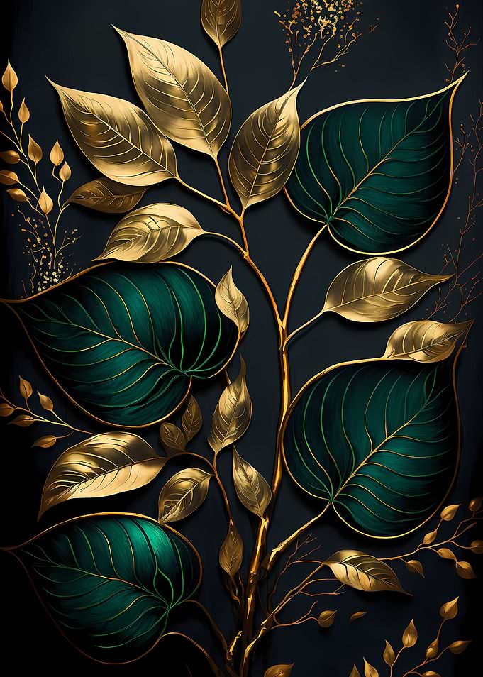 Dark Green And Gold Leaf