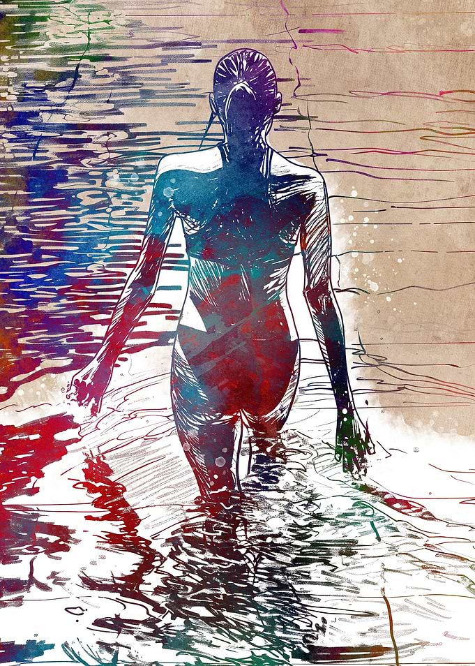 Swimming sport art