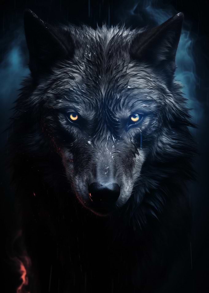 black Wolf orange eyes