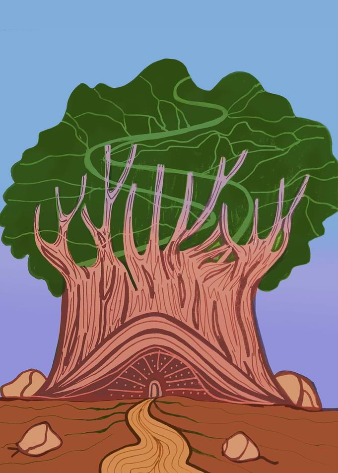 Big surreal tunnel tree