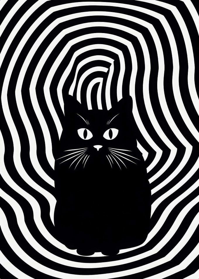 Black White Hypno Cat