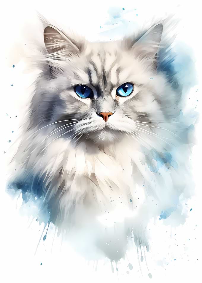 Watercolor Ragdoll Cat