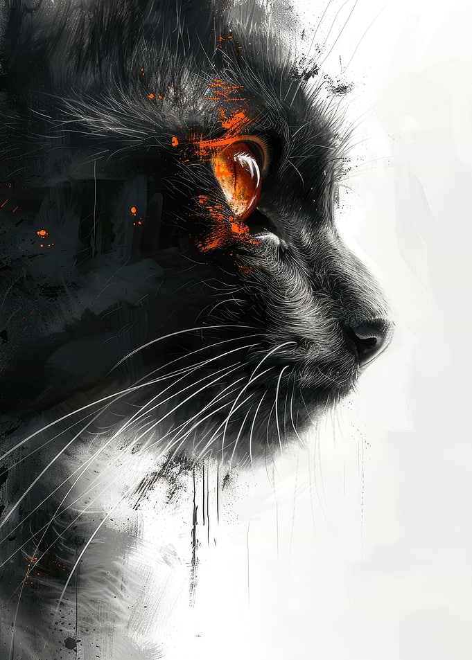 Black Cat With Orange Eyes