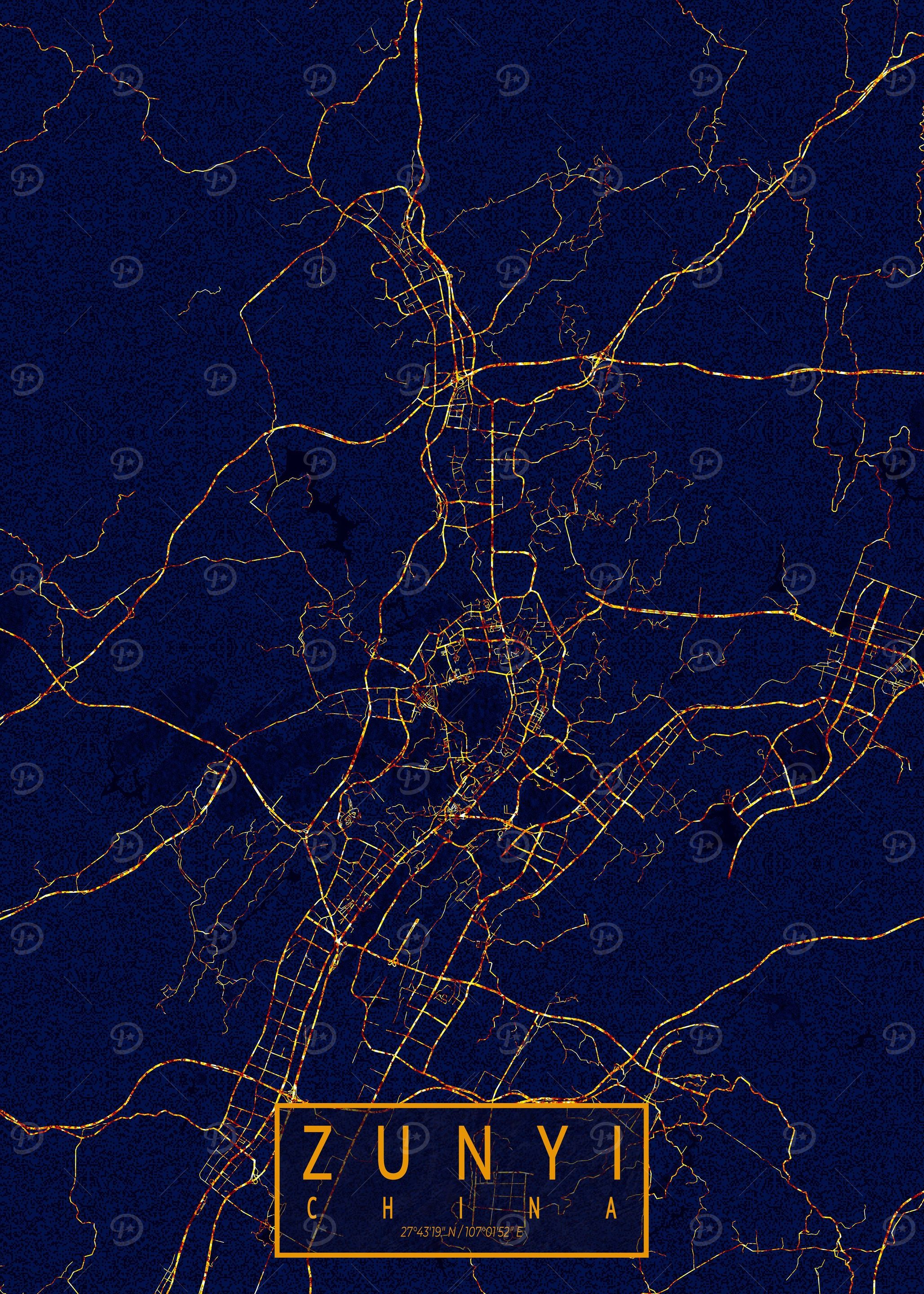 Zunyi Map City At Night