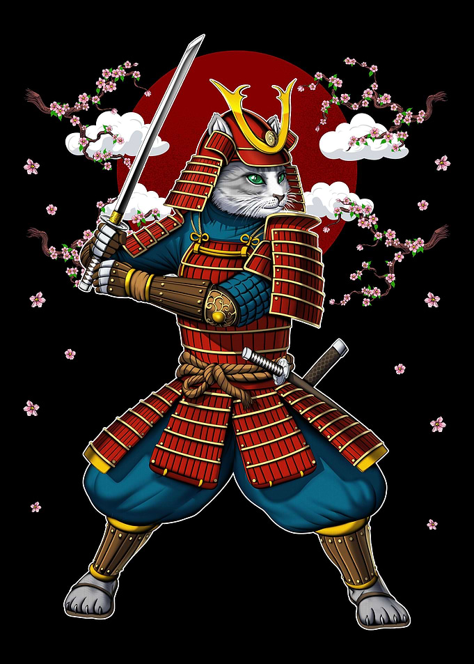 Cat Japanese Samurai Ninja