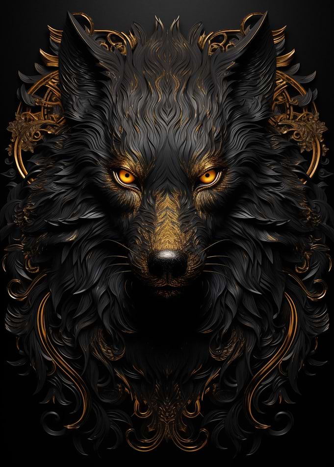 Black and Gold Wolf