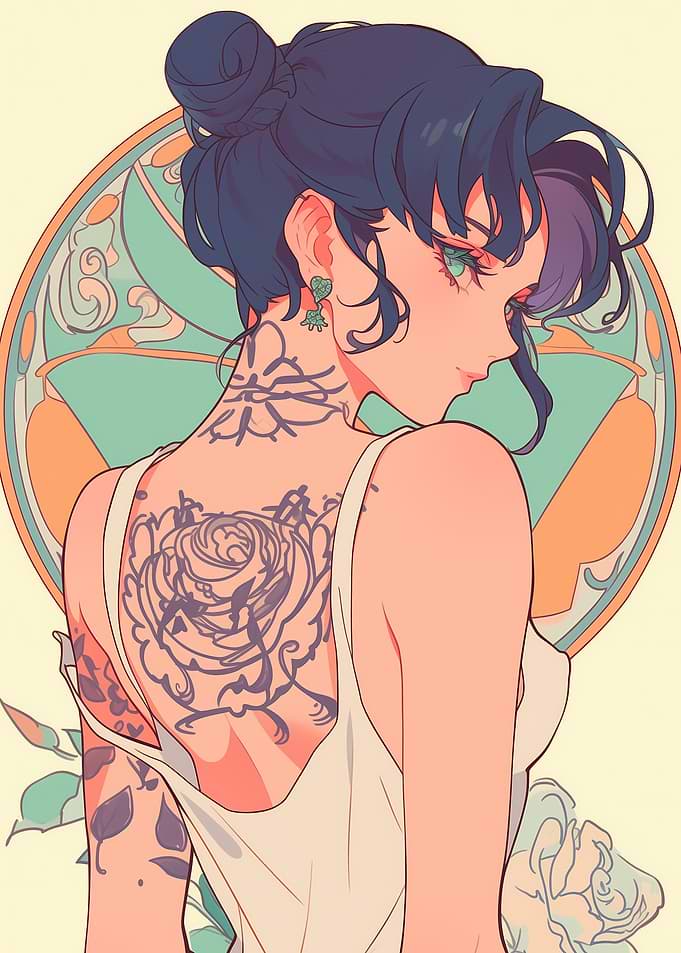 Retro Tattoo Anime WAIFU