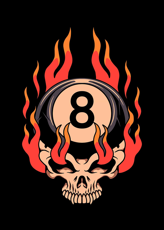 skull billiards tattoo