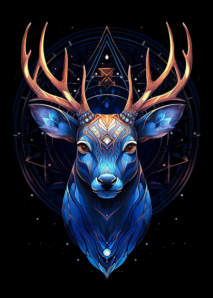 abstract kintsugi deer