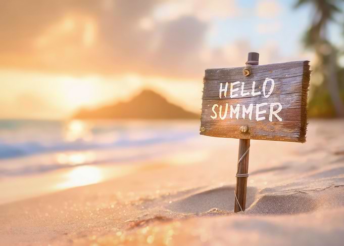 Hello summer wooden banner
