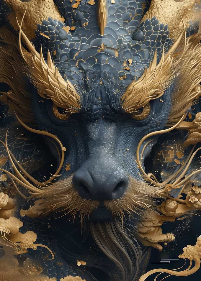 Dragon Gold And Blue