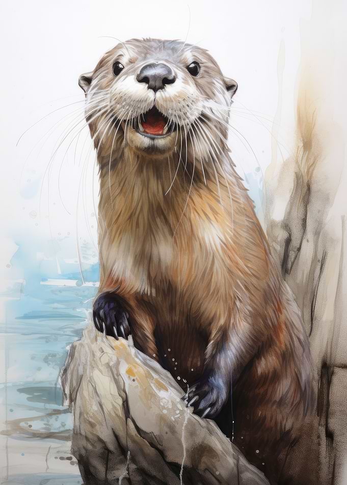 Sea Otter Watercolor Art