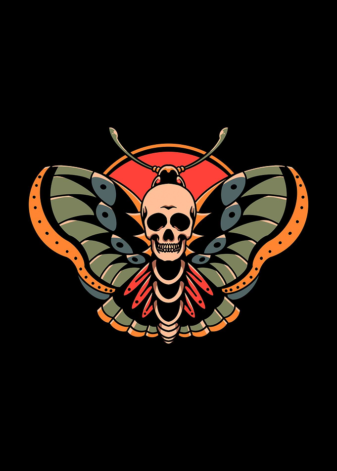 skull butterfly tattoo
