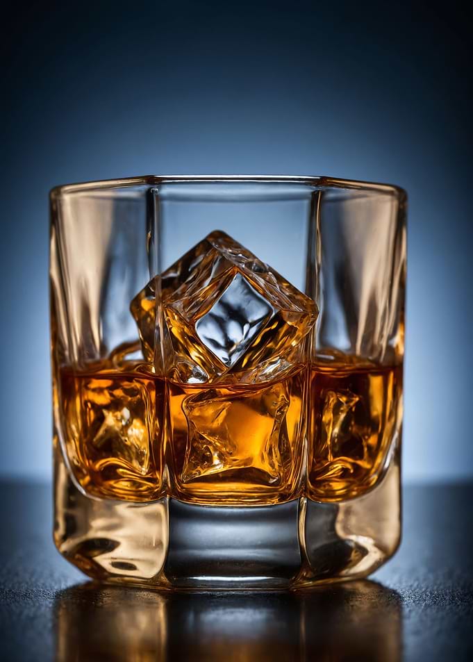 Whisky with Ice over Blue