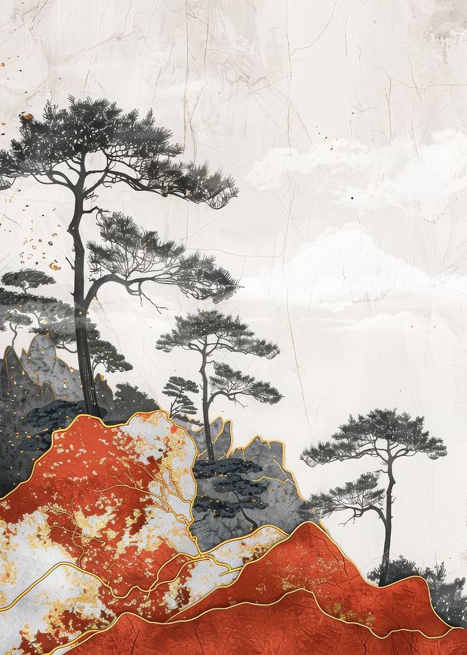 Gold Red Landscape