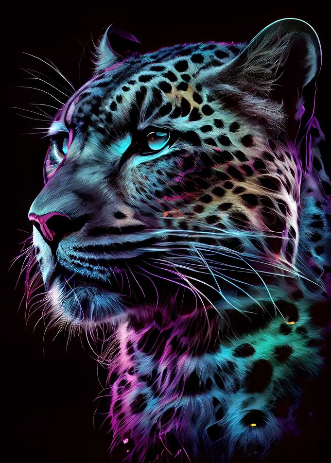 Neon Leopard Portrait