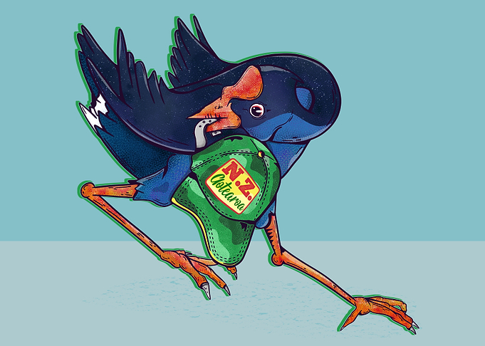 Pukeko with a baseball cap