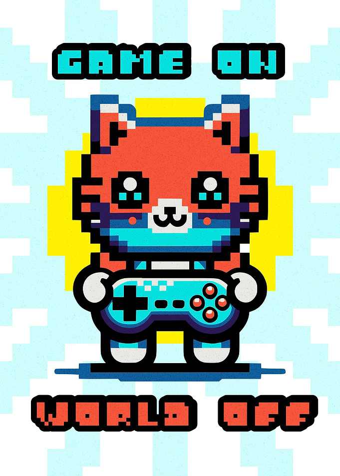 Gaming Cat Gamer 80s