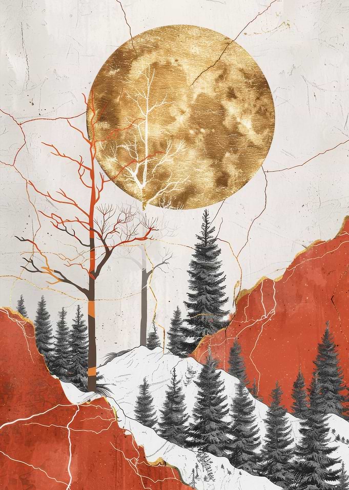 Gold Red Landscape