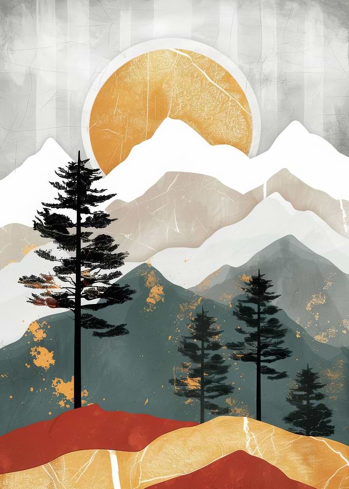 Gold Red Landscape