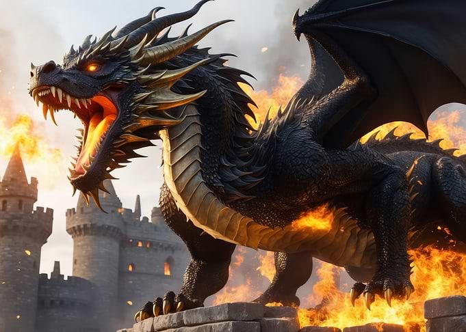 Black Dragon Roaring in Fi