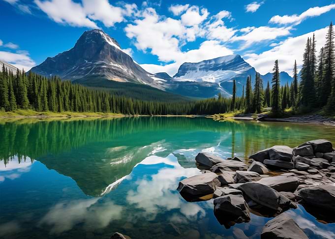 Mountains at Lake Nature