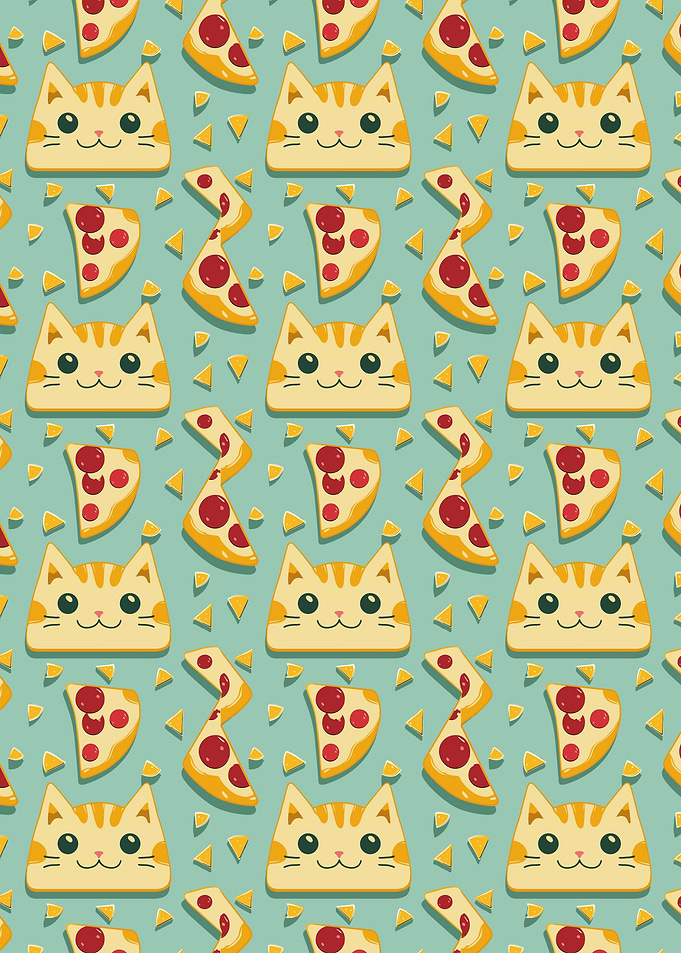 Cute Cats With Pizza