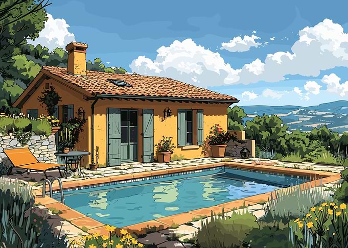 Rustic House with pool