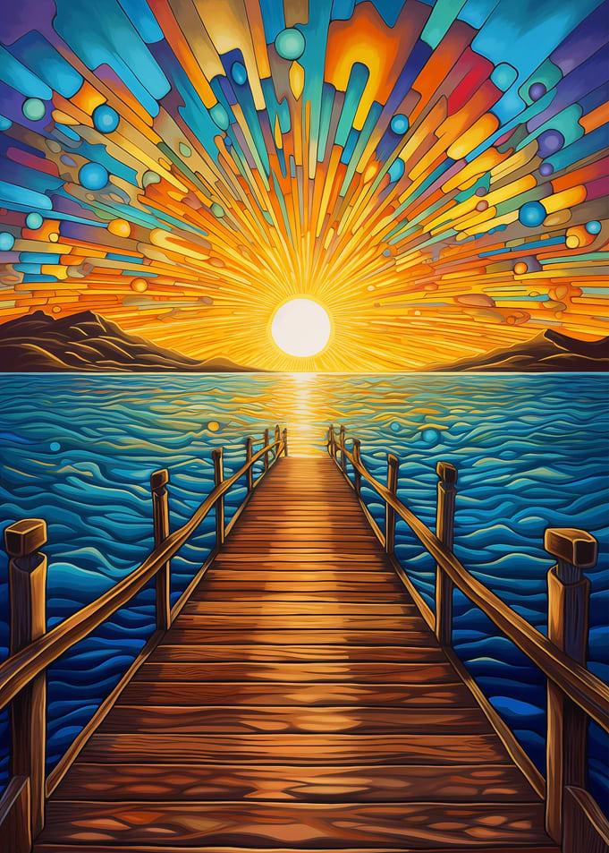 Pier sunset at the sea