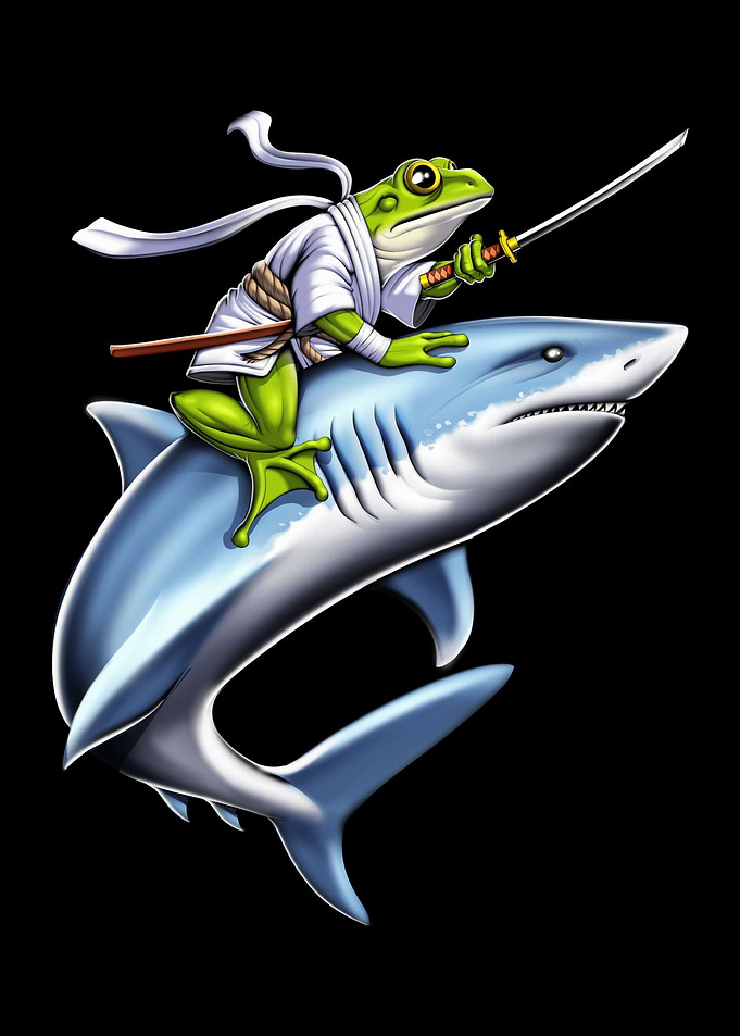 Frog Ninja Riding Shark