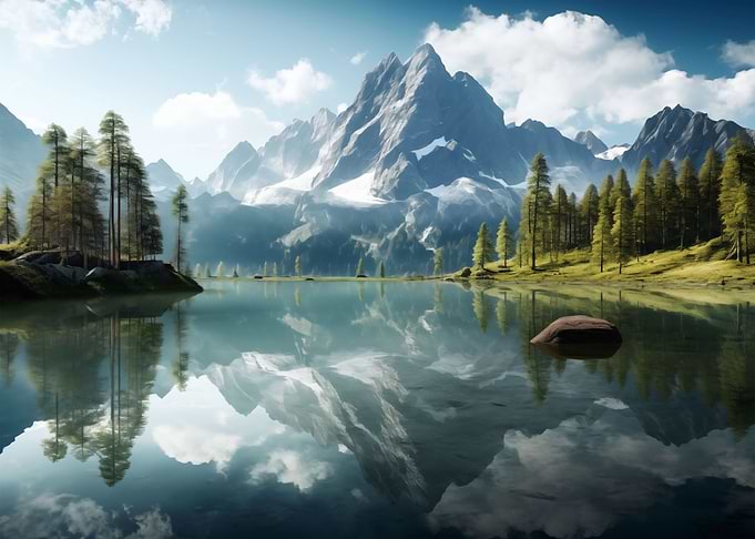 Mountains at Lake Nature