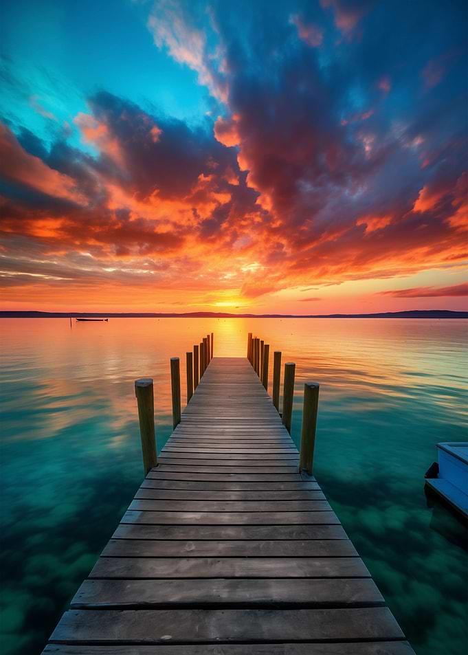 Pier sunset at the sea