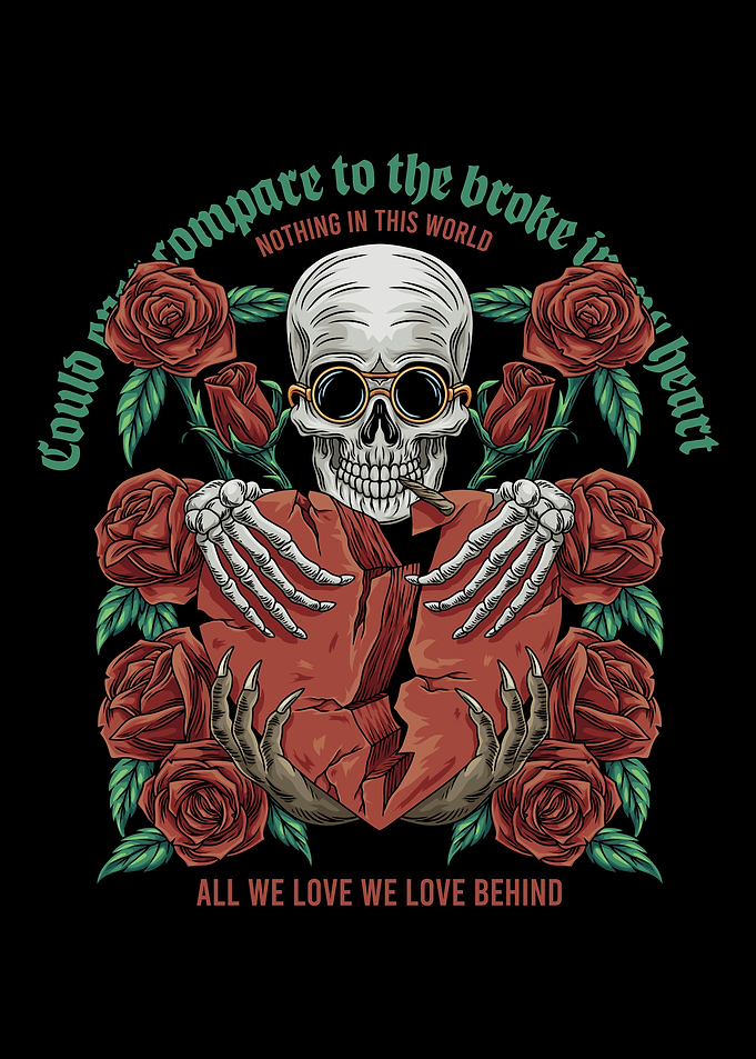 Skull Heart Flower